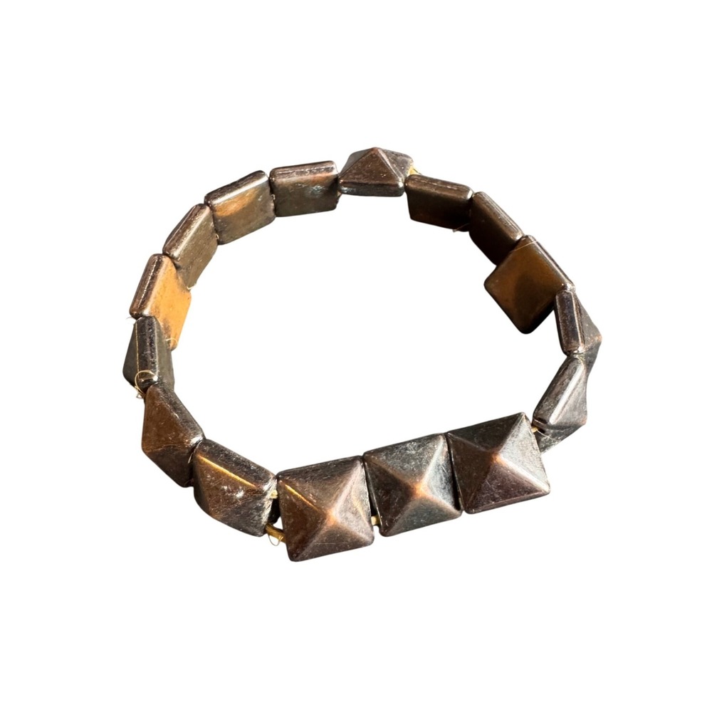 $3 BUNDLE ITEM Vintage Bronze Tone Geometric Pyramid Stud Stretch Bracelet